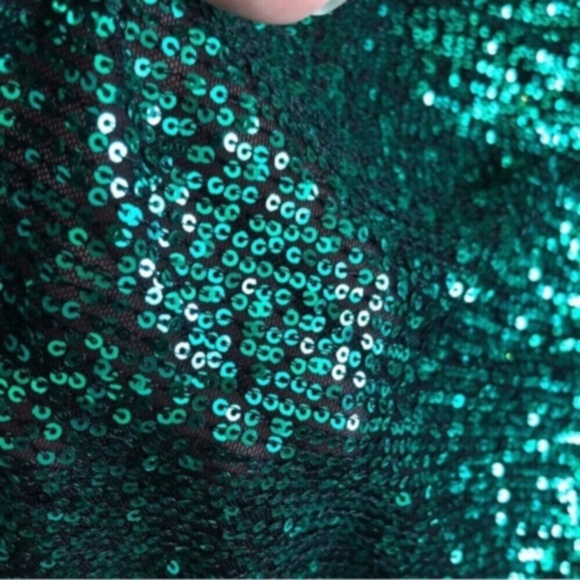 Vici Green Sequin Button Up Blouse - Picture 2 of 6